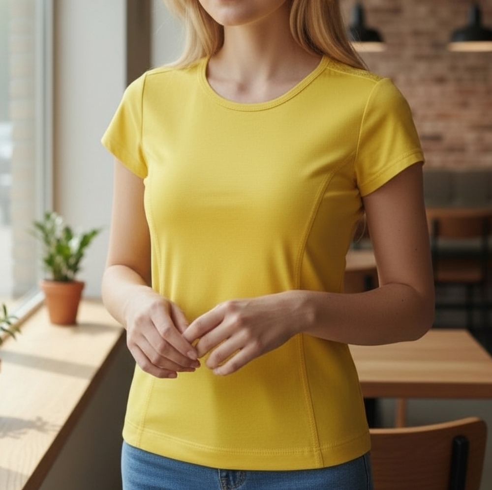 Adidas by Stella McCartney Yellow Fitted Cap Sleeve Workout Tee Sz XS